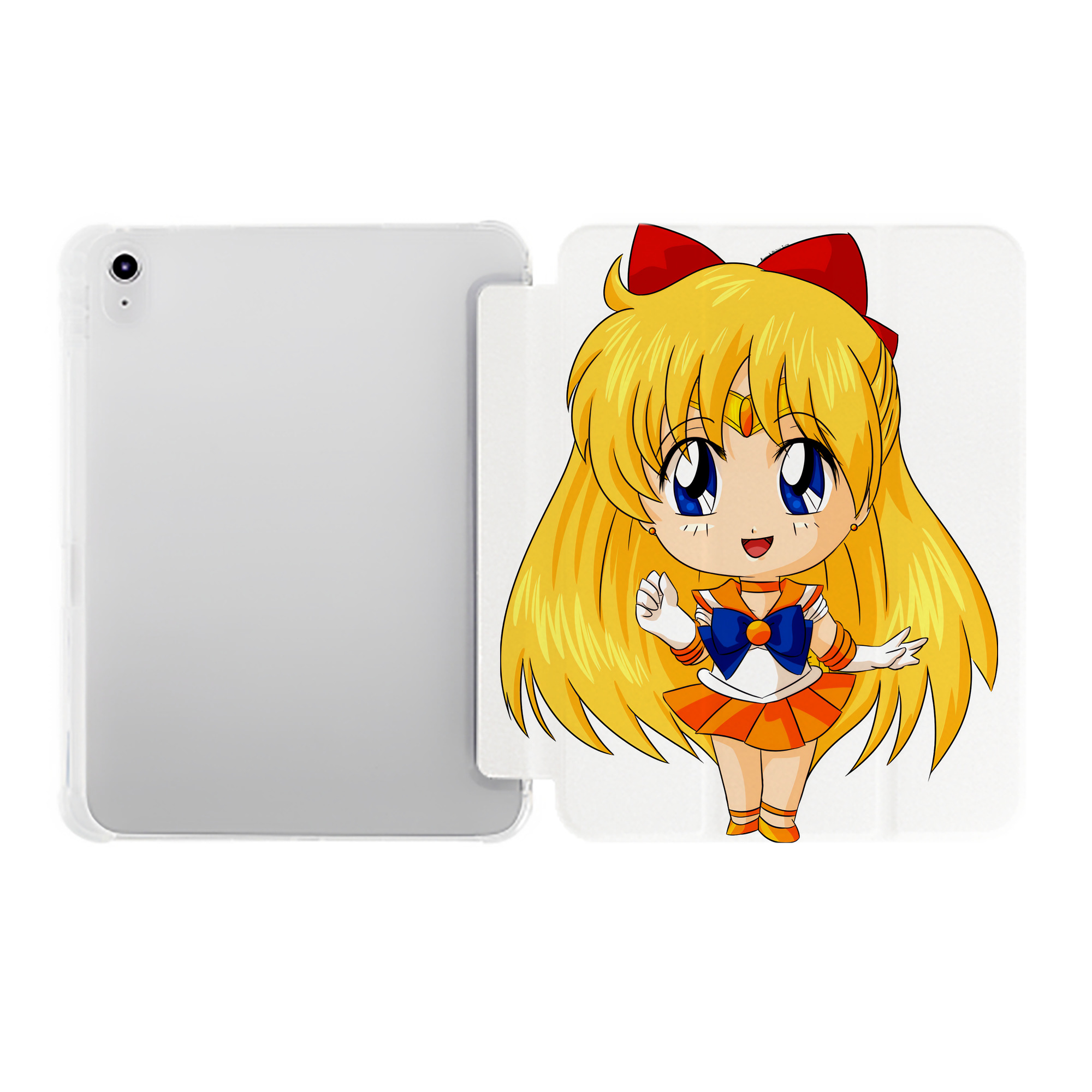 （画像用） 美少女戦士セーラームーン 愛野 美奈子 あいの みなこ Sailor Moon Aino Minako IPad ケース ペン収納付き 三つ折りスタンド PUレザー×シリコン 対応機種9.5/10.5/10.9インチ